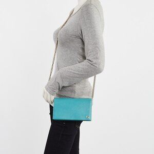 Gucci Light Green Grained Leather Betty Shanghai Wallet-on-Chain Clutch Bag